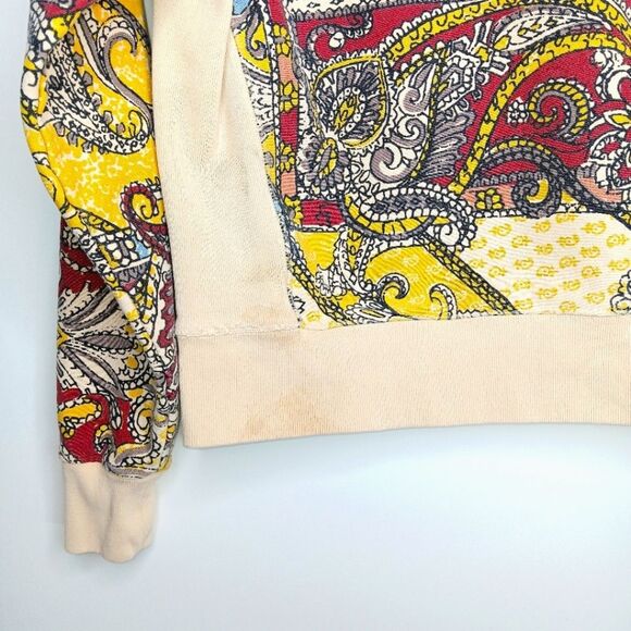 CHAMPION Reverse Weave Paisley Hoodie Sweater Men's Size Small Beige Yellow - Picture 12 of 12